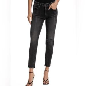 Moussy Vintage Lenwood Distressed Skinny Jeans in Washed Black Size 26